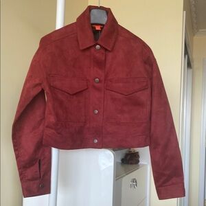 Red Corduroy Utility Jacket with Modern Silhouette